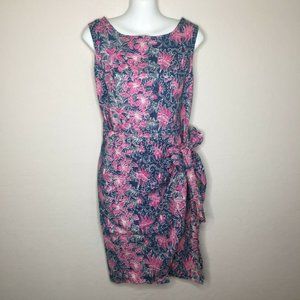 Penang Batik Factory Womens Blue Pink Hawaiian Tropical Floral Wrap Sleeveless D